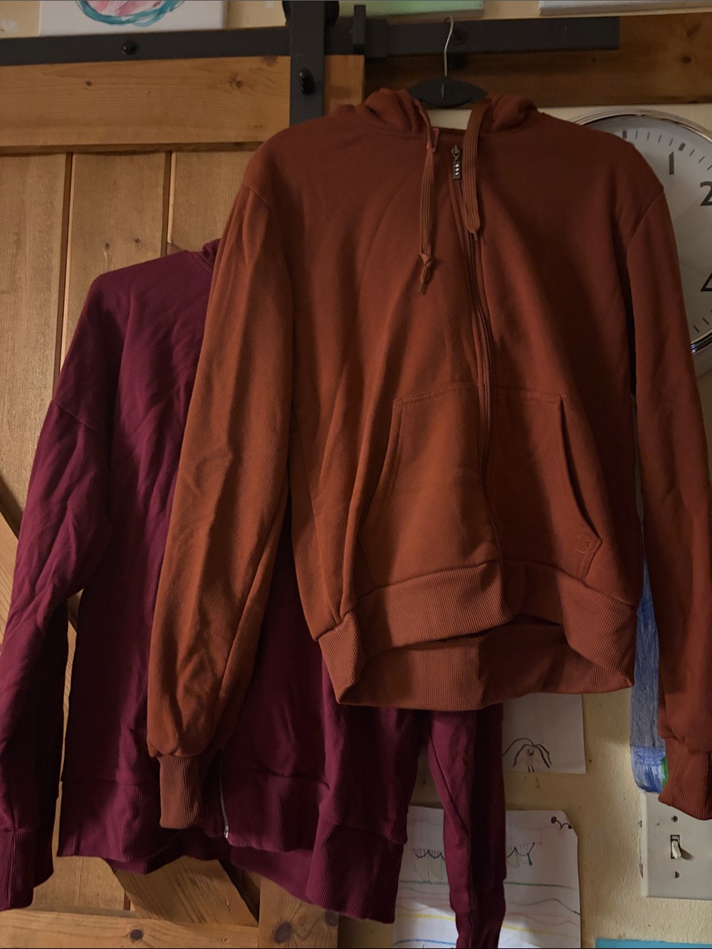 Women's Zip-Up Hoodie Jacket - Rust Brown and Burgundy bundle